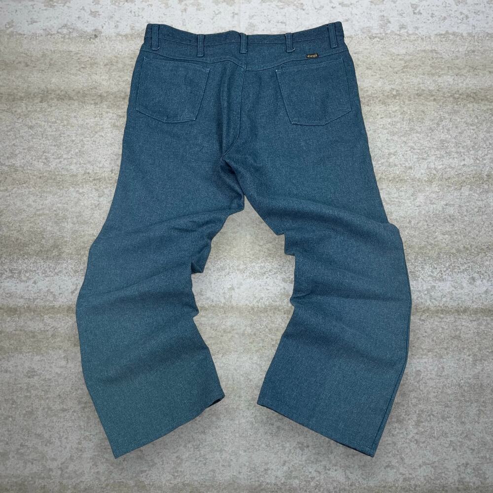 Vintage 90s Wrangler Dress Pants 36x28 Flared Fit Ocean Blue Flat Front Trousers